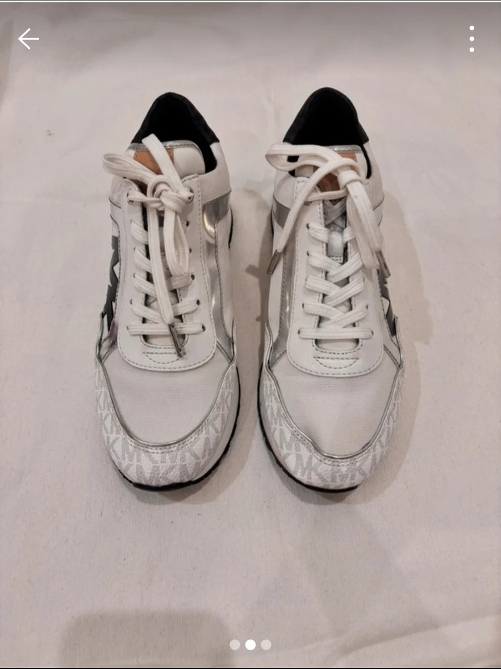 Michael Kors White, Black & Silver MK Logo Women's Sneakers